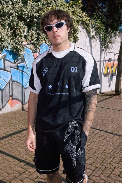 Trendyol Collection Polo Tshirt, Black Oversize, College Themed Tmnss25Po00010