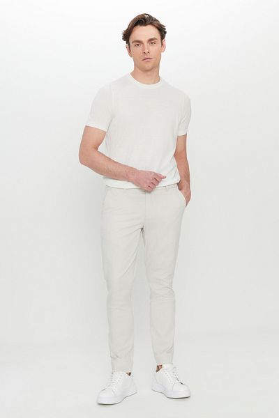 AC&Co / Altınyıldız Classics Men's Stone Cotton Slim Fit Slim Fit Side Pocket Stretch Casual Pants
