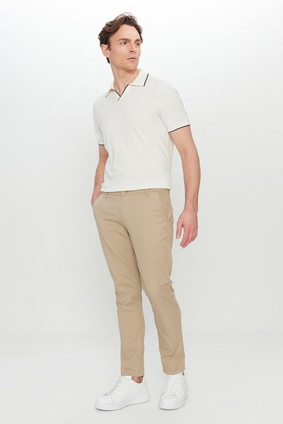 AC&Co / Altınyıldız Classics Ανδρικό Camel Cotton Slim Fit Slim Fit Πλαϊνή τσέπη ελαστικό casual παντελόνι