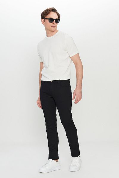 AC&Co / Altınyıldız Classics Men's Black Cotton Slim Fit Slim Fit 5 Pocket Flexible Casual Pants