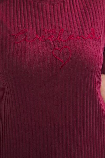 Trendyol Curve Claret Red Crew Neck Camisole Knitted Pajamas Set Tbbss25Ai00118