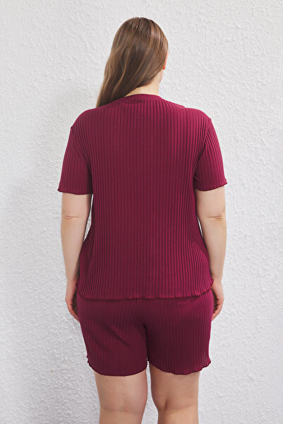 Trendyol Curve Claret Red Crew Neck Camisole Knitted Pajamas Set Tbbss25Ai00118