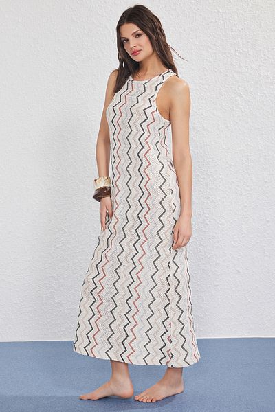 Trendyol Collection Geometric Patterned Woven Knitwear Look Beach Dress Tbess25El00139