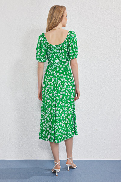 Trendyol Collection Green Floral Midi Woven Dress Twoss25El00763