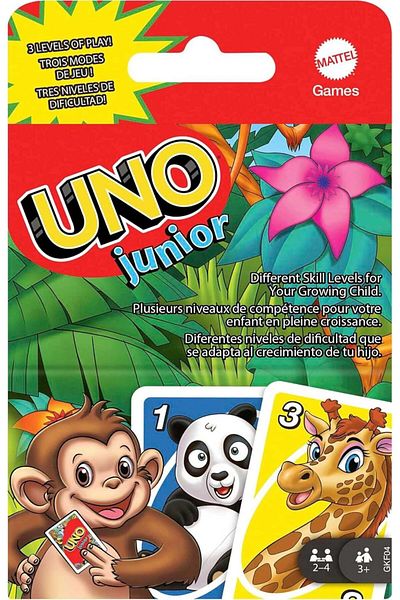 Mattel Games UNO Junior Card Game with 45 Cards, Gift for Kids 3 Years Old & Up
