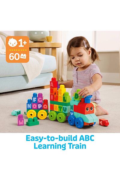 MEGA لعبة قطار التعلم ABC من Bloks للأطفال بعمر سنة فما فوق (Mattel DXH35)