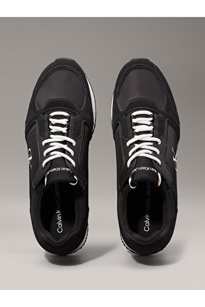 Calvin Klein Erkek Rahat Yüksek Taban Renk Geçişli Süet Detaylı Deri Siyah-Beyaz Sneaker YM0YM01152-0GM