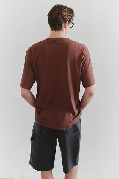 Trendyol Collection Fliesenfarbenes, weit geschnittenes Mesh-Taschen-T-Shirt – TMNSS25TS00068