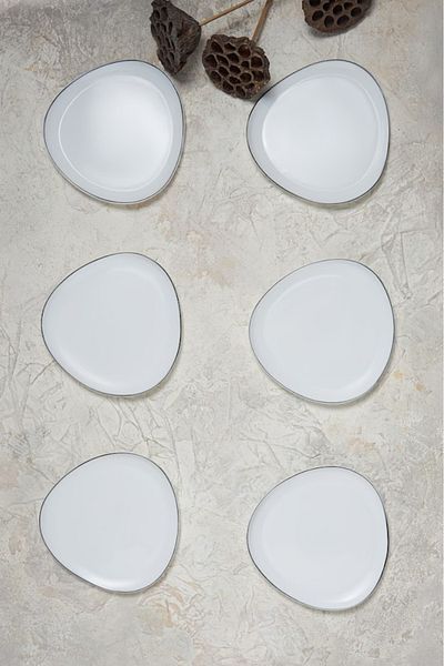 Karaca Sky Black Rimli Glass Cake Dessert Set for 6 Persons 18 Cm