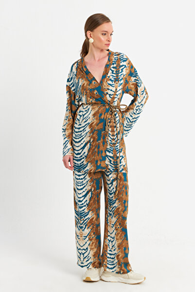 Cool & Modest Women's Ecru-Blue Bottom Top Set Mgç202