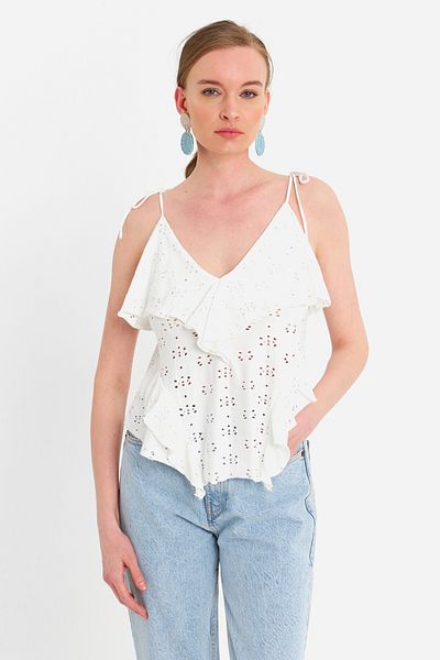 Cool & Sexy Women's Ecru Brode Blouse (Se14)
