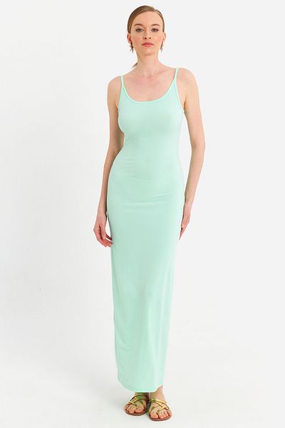 Cool & Sexy Mint Colored Women's Maxi Dress with Adjustable Straps - Men2004