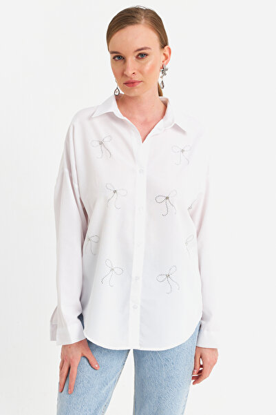 Cool & Modest White Stone Women's Shirt Mzer426