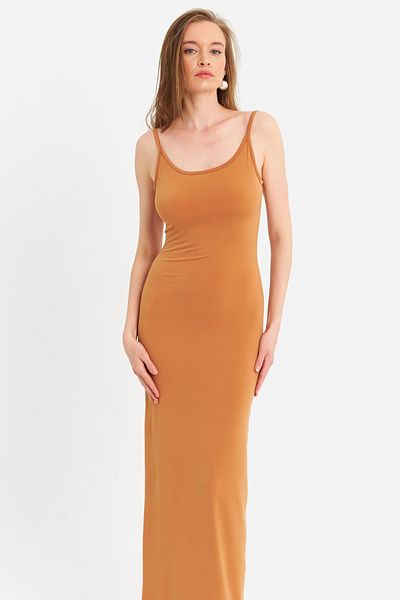 Cool & Sexy Mustard Maxi Women's Dress - Adjustable Strap Men2004