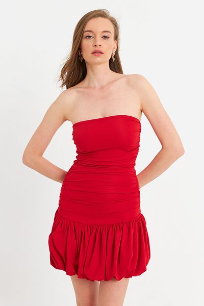 Cool & Sexy Red Mini Dress - Draped B6033 Women