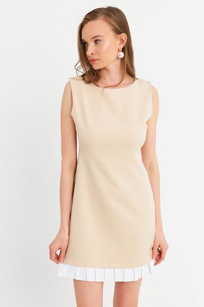 Cool & Sexy Damen-Minikleid – Plissee-Kontrastcreme FRY100
