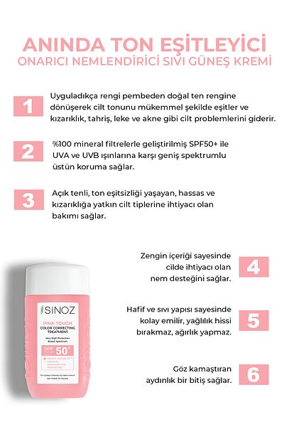 SİNOZ Pink Face Sunscreen – Instant Tone Equalizer, Feuchtigkeitscreme Spf50