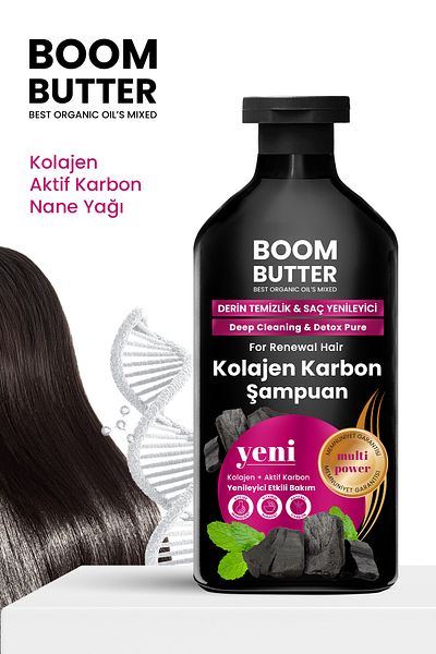 BOOM BUTTER Collagen Carbon Hair Renewal Shampoo 400 ml