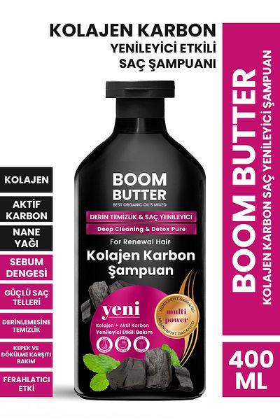 BOOM BUTTER Collagen Carbon Hair Renewal Shampoo 400 ml