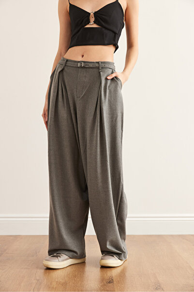 Olalook Kadın Füme Kemerli Cepli Palazzo Poliviskon Pantolon PNT-19000320