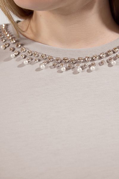 Trendyol Curve Boyfriend Fit Stone Tričko Plus veľkosti 100% bavlna pletené