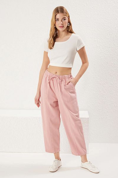 Trendyol Collection Παντελόνι Dusty Rose ελαστικό μπαλόνι μέσης TWOSS25PL00075