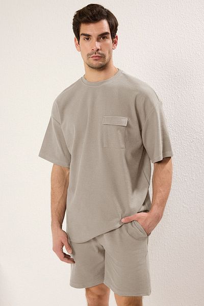 Trendyol Collection Μπλουζάκι Premium με κοντό μανίκι με λεπτή υφή με πέτρα
