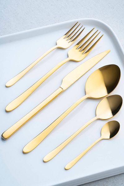 ACAR Elenor Gold Fork Spoon Knife Set - 12 Person, 72 Pieces