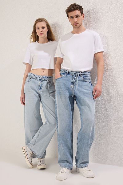 Trendyol Collection Μπλε ανδρικό φαρδύ τζιν φαρδύ τζιν παντελόνι TMNSS25JE00002