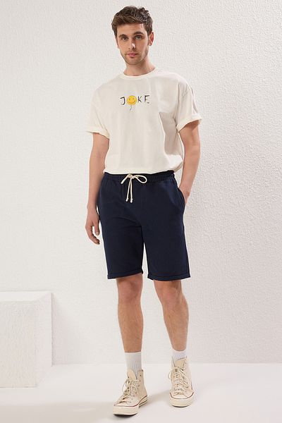Trendyol Collection Темно-сині шорти та бермуди Linen Look Regular / Normal Fit 100% бавовна TMNSS23SR00030
