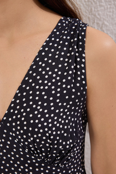 Trendyol Collection Navy Blue Polka Dot A-Line Midi Woven Dress Twoss25El00403