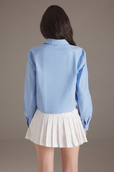 Trendyol Collection Blue Bow Detailed Shirt Twoss25Go00144