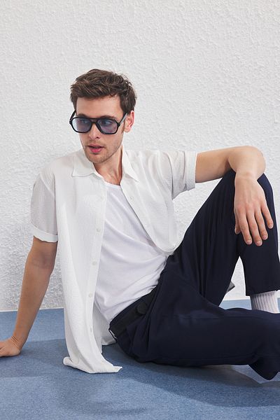 Trendyol Collection Λευκό κανονική εφαρμογή με υφή χαλαρό ανδρικό πουκάμισο TMNSS25GO00076