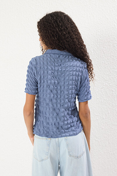 Trendyol Collection Bluză cu mânecă scurtă cu mânecă scurtă, tricotată elastică