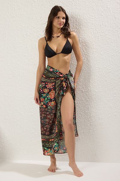 Trendyol Collection Ethnisch gemusterter Maxi-Strandpareo TBESS23PR00005