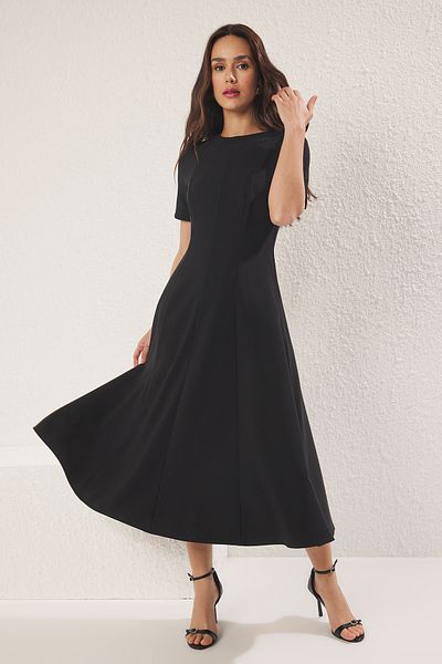 Trendyol Collection Black Skirt Waist Opening Midi Woven Dress Twoss25El00790