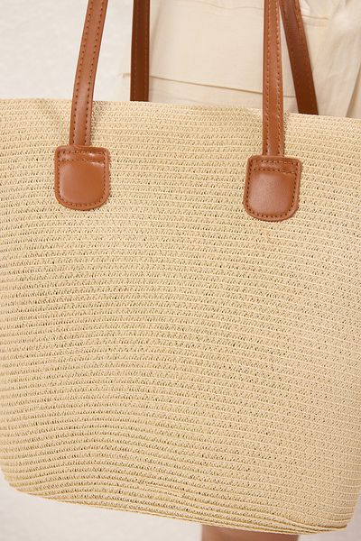 TRENDYOL SHOES Beige Strohgriff Damen Maxi Umhängetasche TAKSS25OC00051