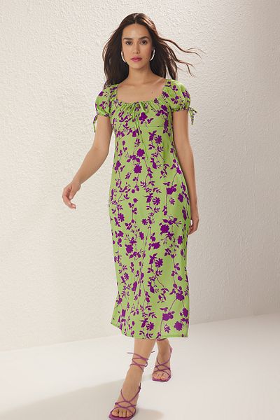 Trendyol Collection Πράσινο ίσιο μάξι υφαντό φόρεμα TWOSS25EL00662