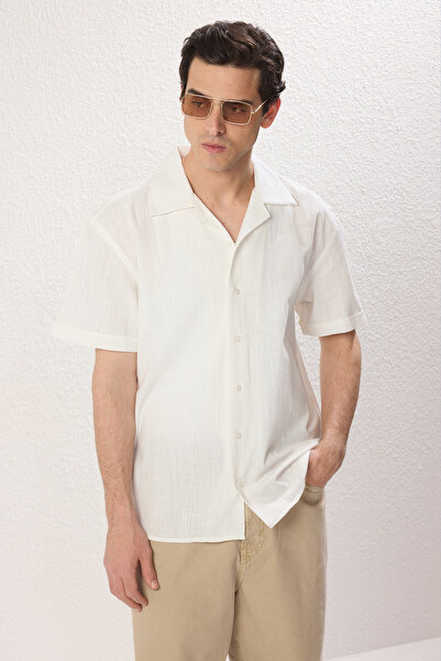 Trendyol Collection Біла бавовняна білизна Regular Fit 100 Cotton Summer Сорочка TMNSS25GO00003