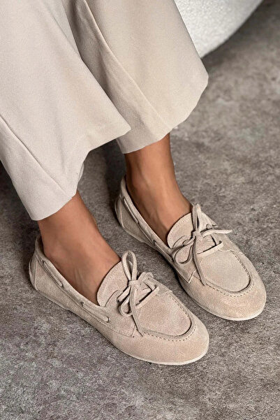 shopcolic 1064 HAKİKİ DERİ SÜET MANGOMOD KADIN LOAFER BABET