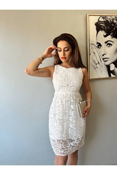 sportiness Міді сукня з мереживною обробкою без рукавів