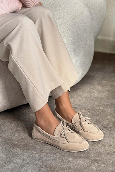 shopcolic 1064 HAKİKİ DERİ SÜET MANGOMOD KADIN LOAFER BABET