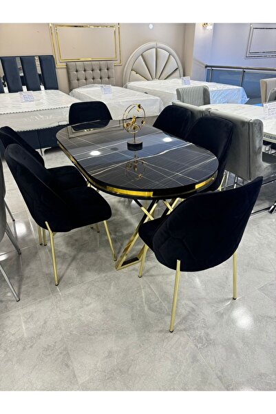 ÜNALMIŞ Yemek Mutfak Masa - 90 X 170 Mdf Lüx Qualty (MASA VE 6 SANDALYE)