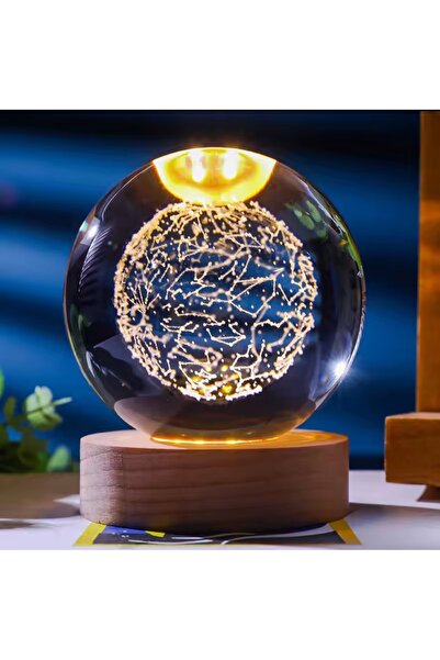 Wolawood Kristal Cam Kar Küresi 3D Galaksi Uzay Yıldız Haritası USB Ahşap Kai...