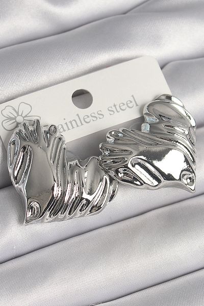 Skygo Brass Silver Color Embroidered Heart Model Women's Earrings - Tj-Bkp10224