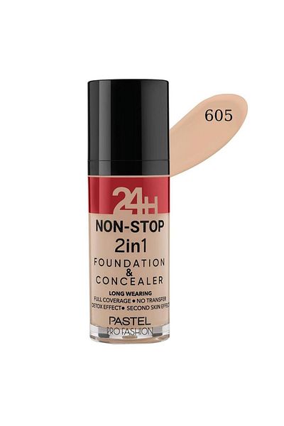 Pastel 24 H Non-stop 2 In 1 Foundation Concealer No:605