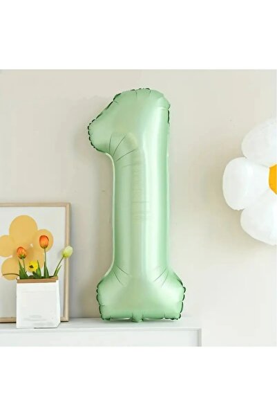 asöy 1 Yaş Retro Su Yeşili Renk 1 Yaş Rakam Sayı Folyo Balon 76 cm 34inç Hely...