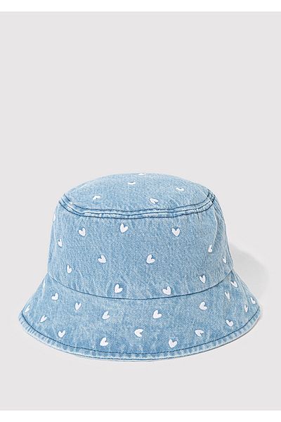 Mavi Herz bestickter Denim-Eimerhut 1913100 -82324