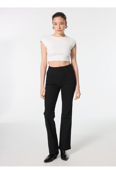 WRANGLER Pantaloni negri din denim relaxat pentru femei W233007001 Pantaloni ...