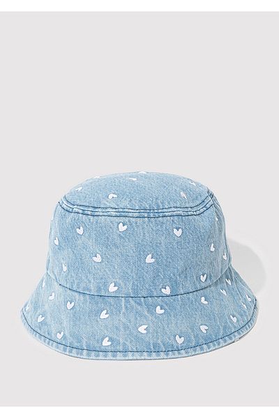 Mavi Herz bestickter Denim-Eimerhut 1913100 -82324